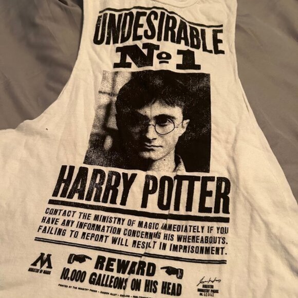 Warner Bros. Tops - Harry Potter White Tank | Undesirable Number 1 Graphic Tank | Universal Studios